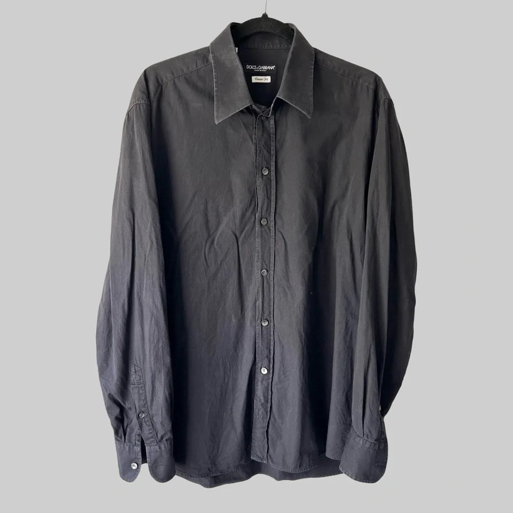 Dolce & Gabbana Black Subtle Striped Button Down Shirt Made in Italy